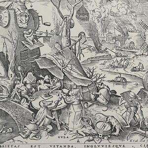 Bruegel, Gluttony, Seven Deadly Sins, Engraving, Print, Bookplate ~ 241229-WH 70